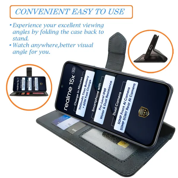 Kite_Blue_Flip_Cover_for_Realme_15X_5G|_Leather_Finish|Shock_Proof|Magnetic_Clouser_Compatible_with_Realme_15X_5G_(Blue)