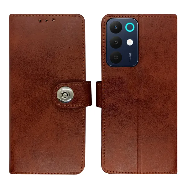 Manjoor_Brown_Flip_Cover_for_Realme_15X_5G|_Leather_Finish|Shock_Proof|Magnetic_Clouser_Compatible_with_Realme_15X_5G_(Brown)