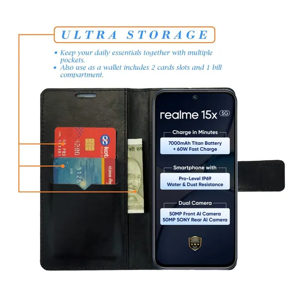 Mat_Mix_Flip_Cover_for_Realme_15X_5G|_Leather_Finish|Shock_Proof|Magnetic_Clouser_Compatible_with_Realme_15X_5G_(Multicolor)