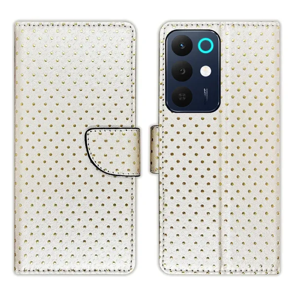 Silver_Dot_Flip_Cover_for_Realme_15X_5G|_Leather_Finish|Shock_Proof|Magnetic_Clouser_Compatible_with_Realme_15X_5G_(White)