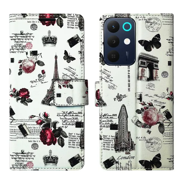 White_Tower_Flip_Cover_for_Realme_15X_5G|_Leather_Finish|Shock_Proof|Magnetic_Clouser_Compatible_with_Realme_15X_5G_(White)