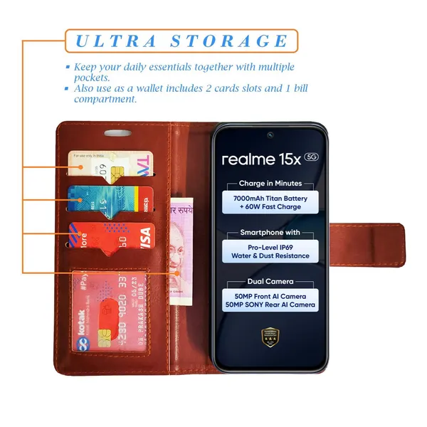 Brown_GP_Flip_Cover_for_Realme_15X_5G|_Leather_Finish|Shock_Proof|Magnetic_Clouser_Compatible_with_Realme_15X_5G_(Brown)