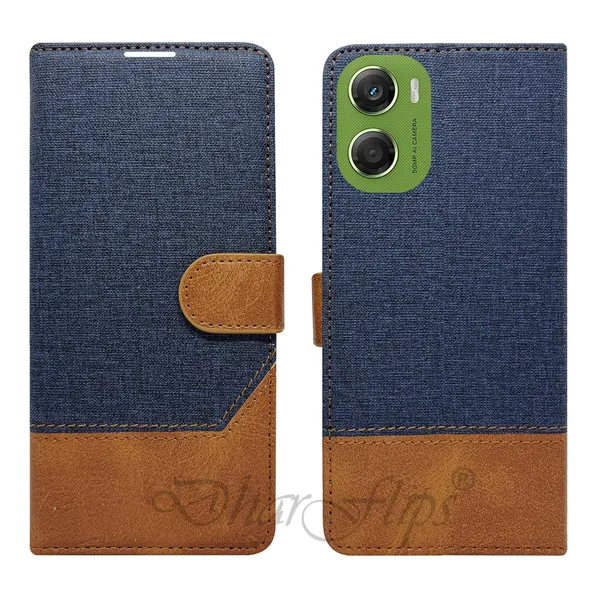 Khadi_Blue_Flip_Cover_for_Moto_G06_Power|_Leather_Finish|Shock_Proof|Magnetic_Clouser_Compatible_with_Moto_G06_Power_(Blue)