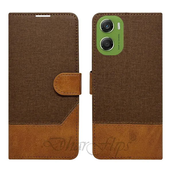 Khadi_Brown_Flip_Cover_for_Moto_G06_Power|_Leather_Finish|Shock_Proof|Magnetic_Clouser_Compatible_with_Moto_G06_Power_(Brown)