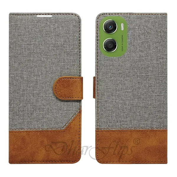Khadi_Gray_Flip_Cover_for_Moto_G06_Power|_Leather_Finish|Shock_Proof|Magnetic_Clouser_Compatible_with_Moto_G06_Power_(Gray)