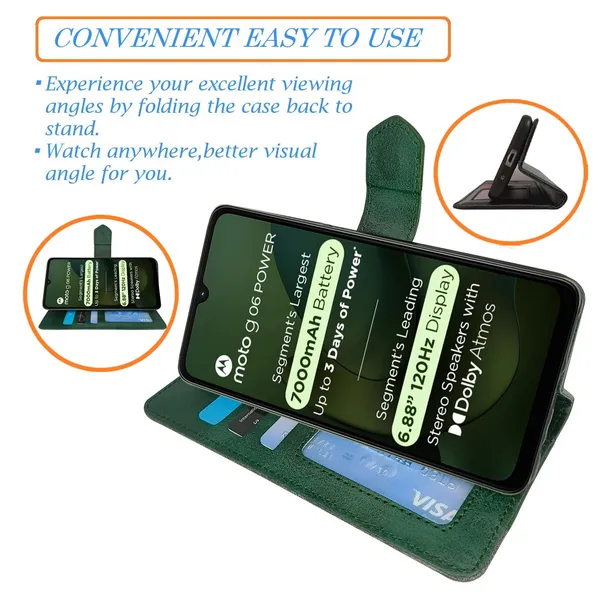Kite_Green_Flip_Cover_for_Moto_G06_Power|_Leather_Finish|Shock_Proof|Magnetic_Clouser_Compatible_with_Moto_G06_Power_(Green)