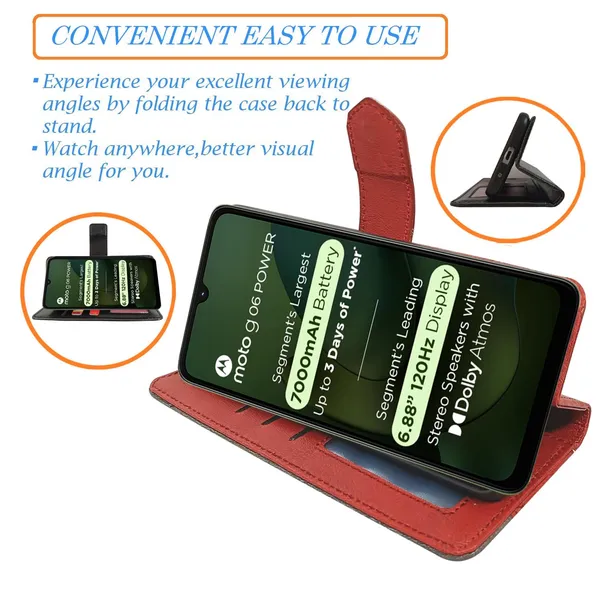 Kite_Red_Flip_Cover_for_Moto_G06_Power|_Leather_Finish|Shock_Proof|Magnetic_Clouser_Compatible_with_Moto_G06_Power_(Red)