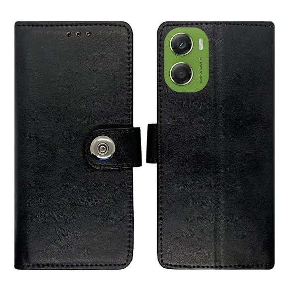 Manjoor_Black_Flip_Cover_for_Moto_G06_Power|_Leather_Finish|Shock_Proof|Magnetic_Clouser_Compatible_with_Moto_G06_Power_(Black)