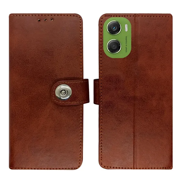 Manjoor_Brown_Flip_Cover_for_Moto_G06_Power|_Leather_Finish|Shock_Proof|Magnetic_Clouser_Compatible_with_Moto_G06_Power_(Brown)