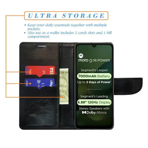 Silver_Dot_Flip_Cover_for_Moto_G06_Power|_Leather_Finish|Shock_Proof|Magnetic_Clouser_Compatible_with_Moto_G06_Power_(White)
