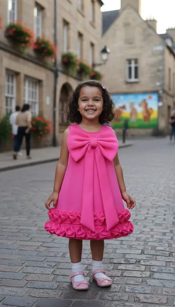 MAJENTA_SCUBA_DRESS_WITH_BOW_AND_FRILL