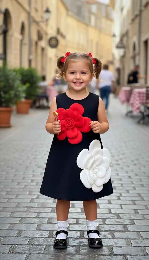 BLACK_SCUBA_DRESS_WITH_RED&WHITE_FLOWER