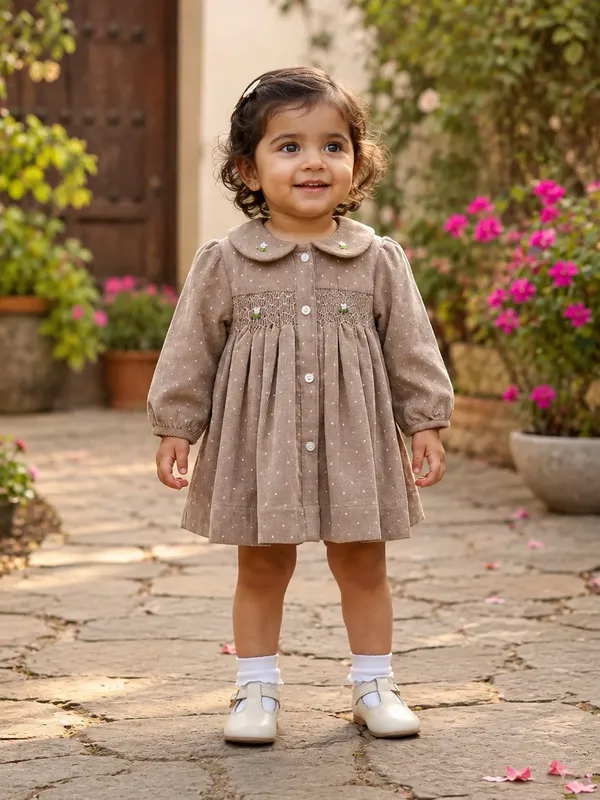BEIGE_CORDROI_BABY_FROCK