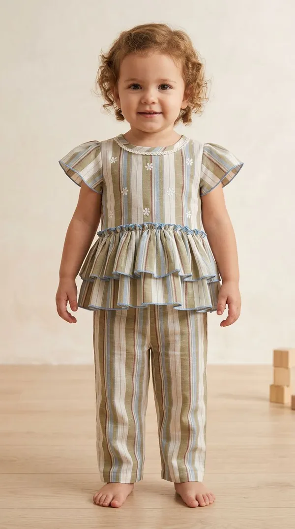 Multicolor_Cotton_Striped_Ruffle_Top_And_Pant_Set_For_Girls