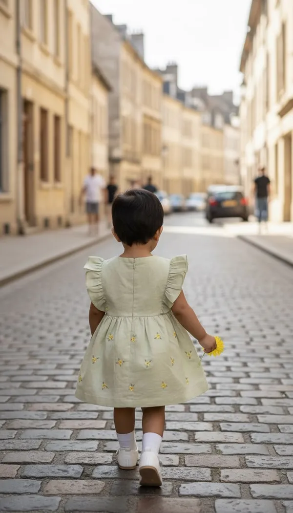 LIME_GREEN_COTTON_BABY_FROCK