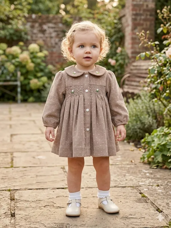 BEIGE_CORDROI_BABY_FROCK