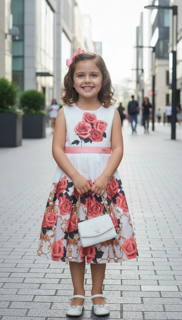 red_print_satin_frock