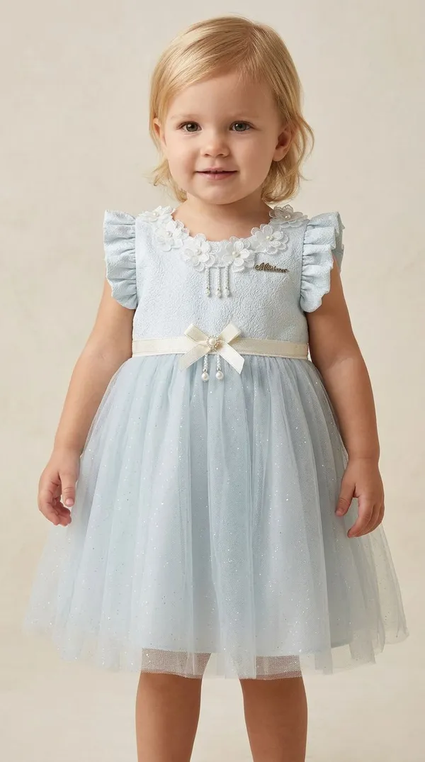 Girls_Light_Blue_Cotton__Floral_Embellishment_Party_Dress_For_Girls