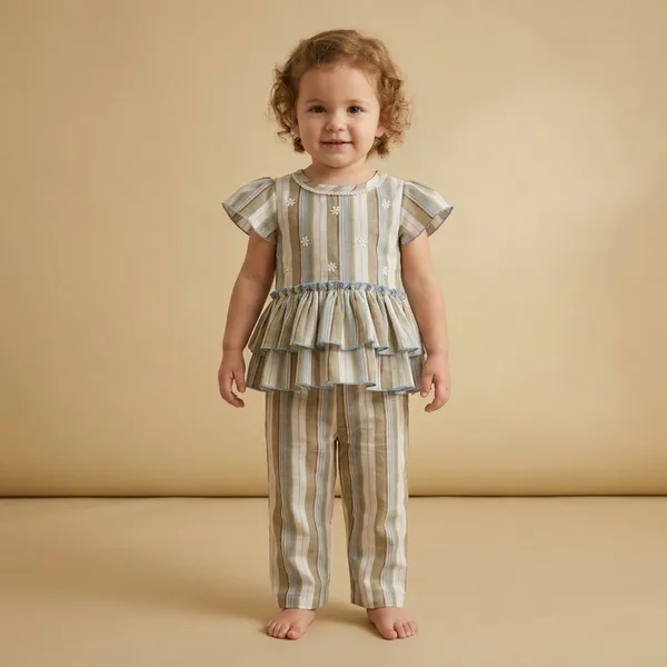 Multicolor_Cotton_Striped_Ruffle_Top_And_Pant_Set_For_Girls