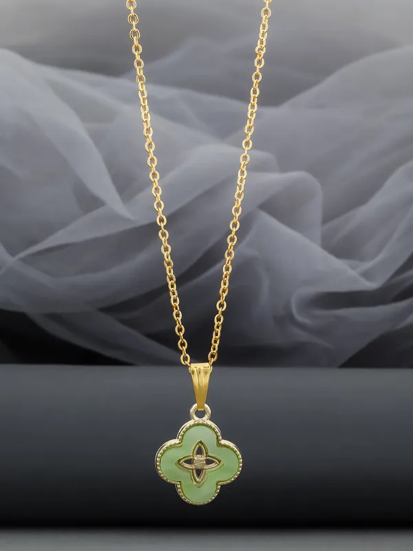 Light_Green_&_Golden_Finish_Stainless_Steel_Premium_Necklace_Chain_For_Women