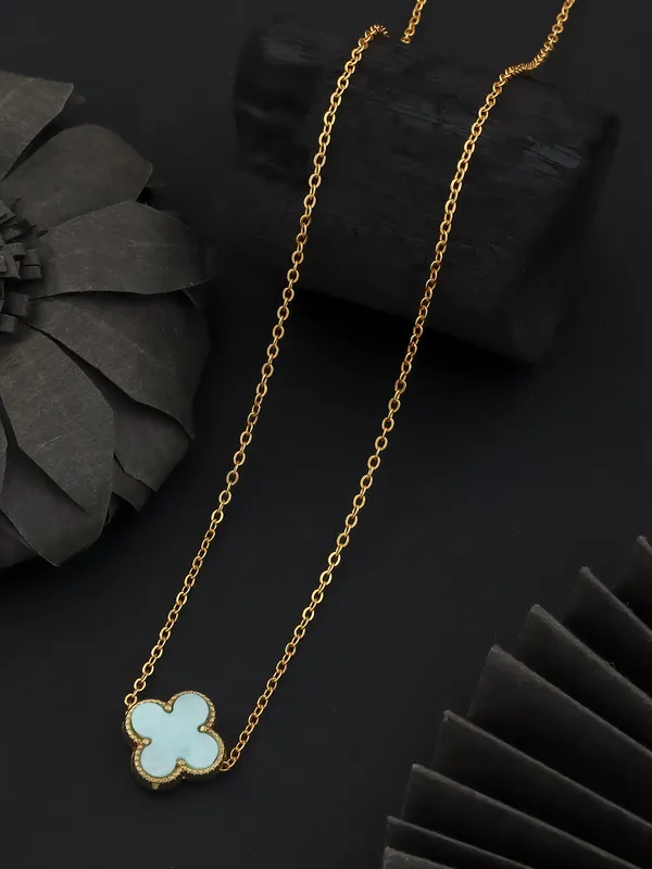 Aqua_&_Golden_Finish_Stainless_Steel_Premium_Necklace_Chain_For_Women