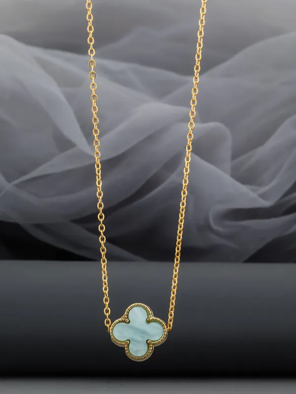 Aqua_&_Golden_Finish_Stainless_Steel_Premium_Necklace_Chain_For_Women