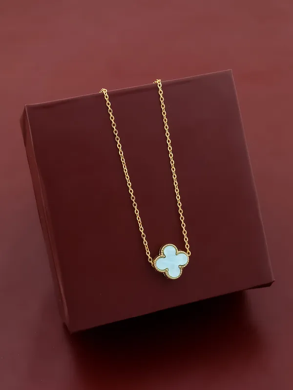 Aqua_&_Golden_Finish_Stainless_Steel_Premium_Necklace_Chain_For_Women