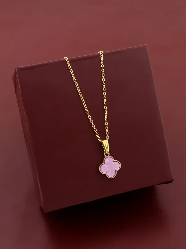 Pink_&_Golden_Finish_Stainless_Steel_Premium_Necklace_Chain_For_Women