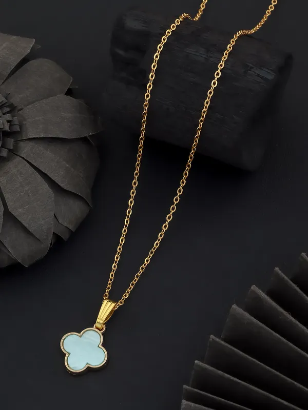 Aqua_&_Golden_Finish_Stainless_Steel_Premium_Necklace_Chain_For_Women