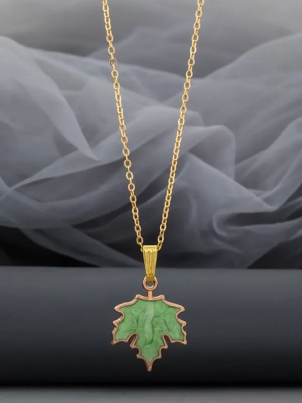 Light_Green_&_Golden_Finish_Stainless_Steel_Premium_Necklace_Chain_For_Women