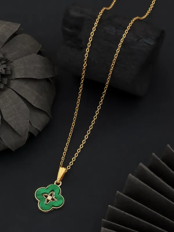 Dark_Green_&_Golden_Finish_Stainless_Steel_Premium_Necklace_Chain_For_Women