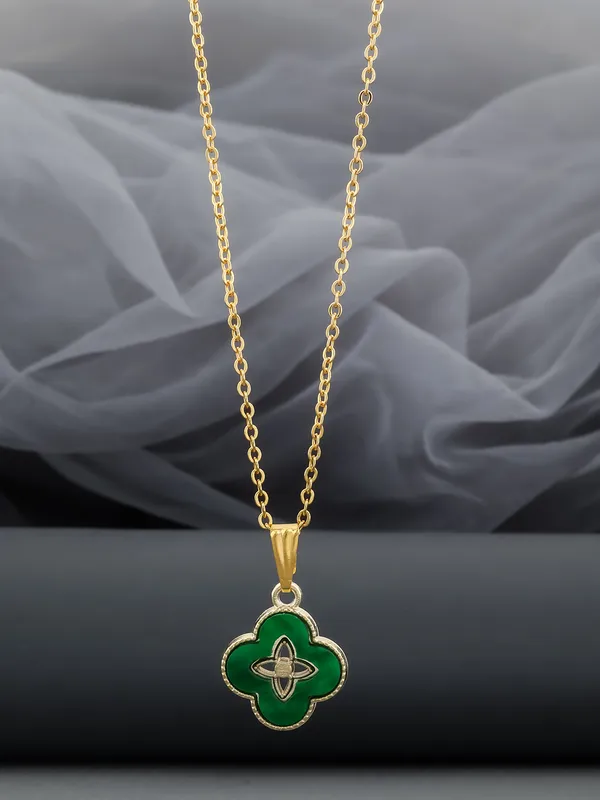 Dark_Green_&_Golden_Finish_Stainless_Steel_Premium_Necklace_Chain_For_Women
