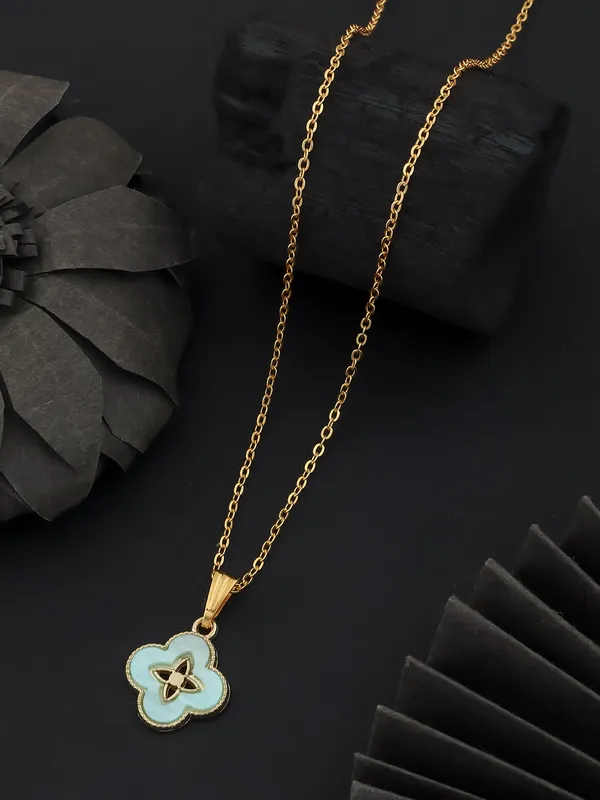 Aqua_&_Golden_Finish_Stainless_Steel_Premium_Necklace_Chain_For_Women