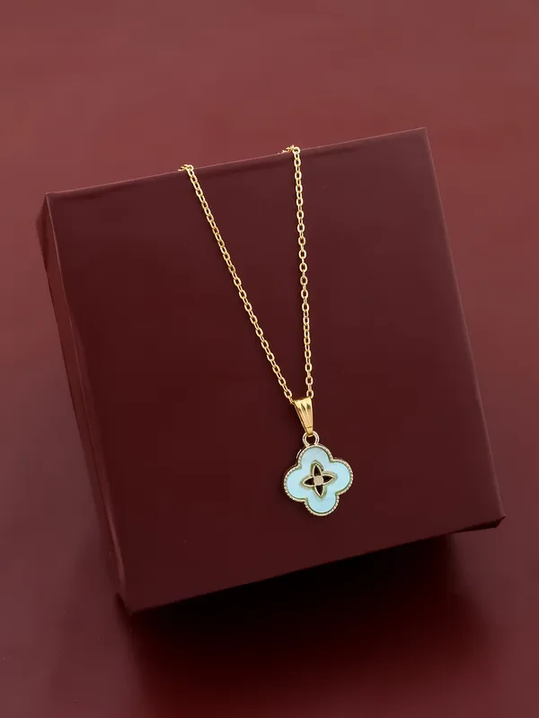 Aqua_&_Golden_Finish_Stainless_Steel_Premium_Necklace_Chain_For_Women