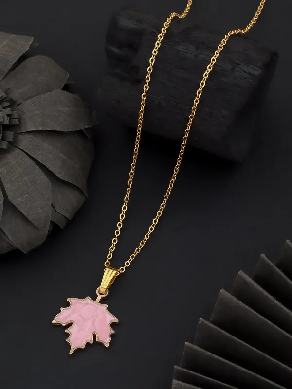Baby_Pink_&_Golden_Finish_Stainless_Steel_Premium_Necklace_Chain_For_Women