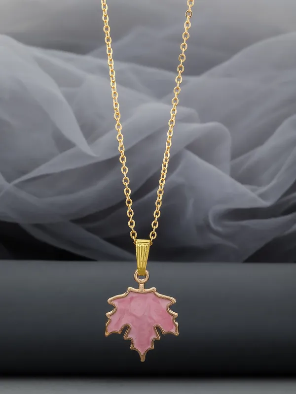 Baby_Pink_&_Golden_Finish_Stainless_Steel_Premium_Necklace_Chain_For_Women