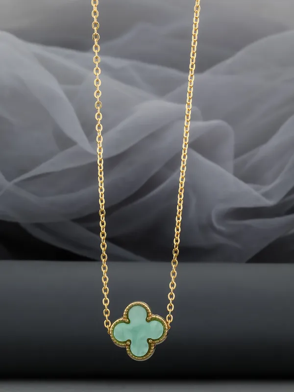 Light_Green_&_Golden_Finish_Stainless_Steel_Premium_Necklace_Chain_For_Women