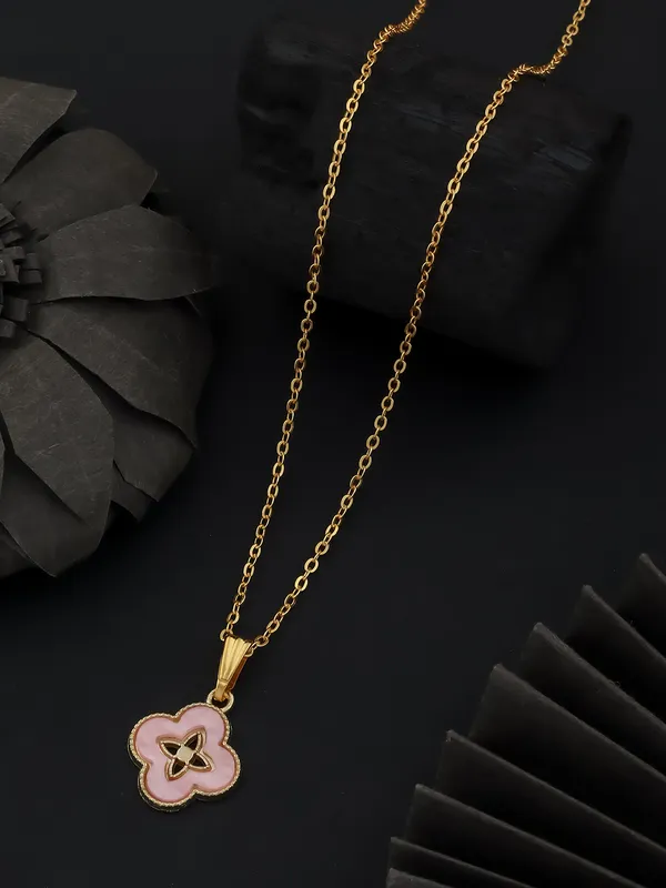 Baby_Pink_&_Golden_Finish_Stainless_Steel_Premium_Necklace_Chain_For_Women