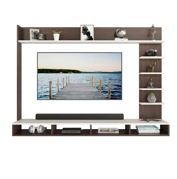 DecoresAny_Elegant_Case_style_Engineering_Wood_Wall_Mount_Tv_Entertainment_Unit_Set_Top_Box_Stand/Tv_Cabinet_With_Shelves_For_Books_&_Decor_Display_Unit,_Ideal_For_upto_42”_smart_Tv_(Brown_Maple_&_White)