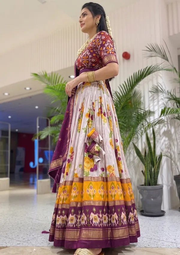 Wine_Dola_Silk_Premium_&_Elegant_Patola_Print_With_Foil_Work_Lehenga_Choli_For_Women_&_Girls