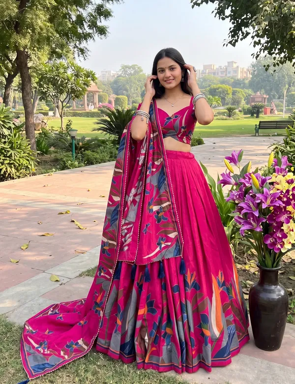 Rani_Pink_Dola_Silk_Premium_&_Elegant_Patola_Print_With_Foil_Work_Lehenga_Choli_For_Women_&_Girls