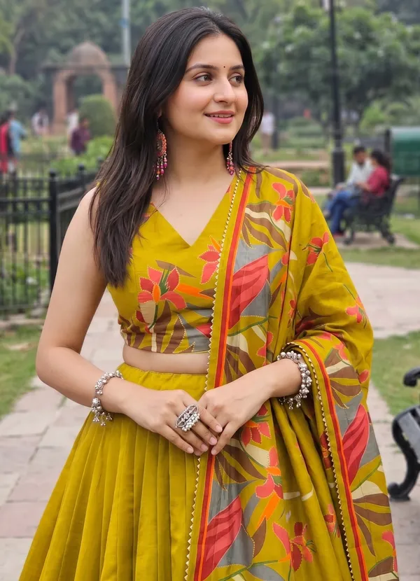 Mustard_Dola_Silk_Premium_&_Elegant_Patola_Print_With_Foil_Work_Lehenga_Choli_For_Women_&_Girls