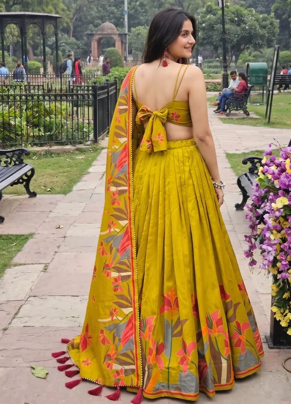 Mustard_Dola_Silk_Premium_&_Elegant_Patola_Print_With_Foil_Work_Lehenga_Choli_For_Women_&_Girls