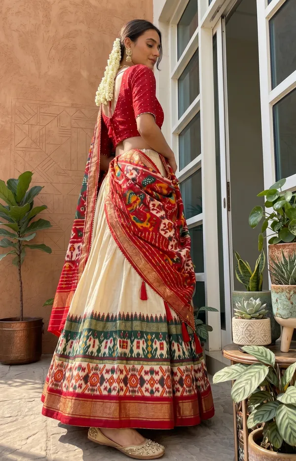 White_Dola_Silk_Premium_&_Elegant_Patola_Print_With_Foil_Work_Lehenga_Choli_For_Women_&_Girls