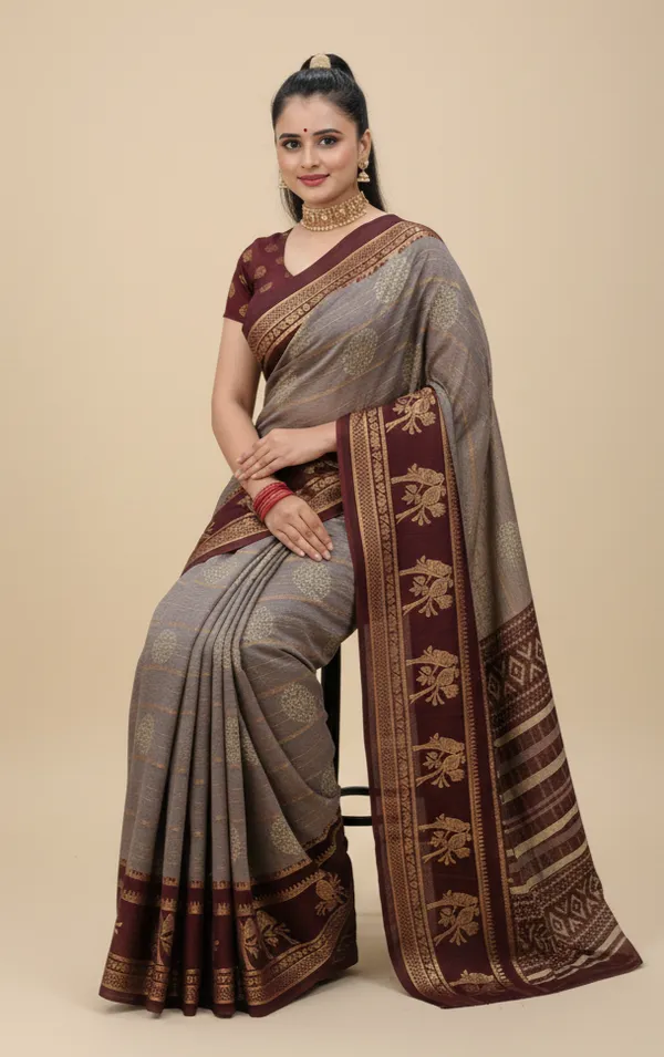 Brown_Printed_Bollywood_Georgette_Saree