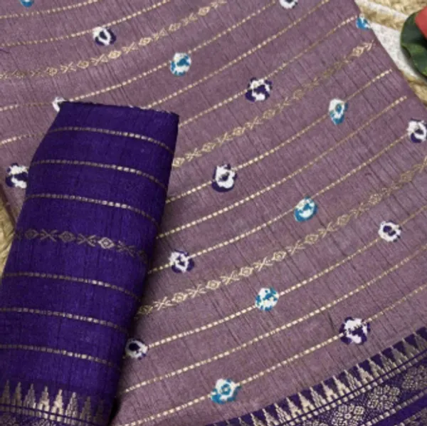 Purple_Woven,_Printed_Bandhani_Jacquard,_Silk_Blend_Saree
