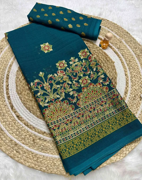 Teal_Printed_Bollywood_Georgette_Saree