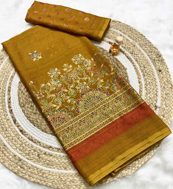 Mustard_Printed_Bollywood_Georgette_Saree