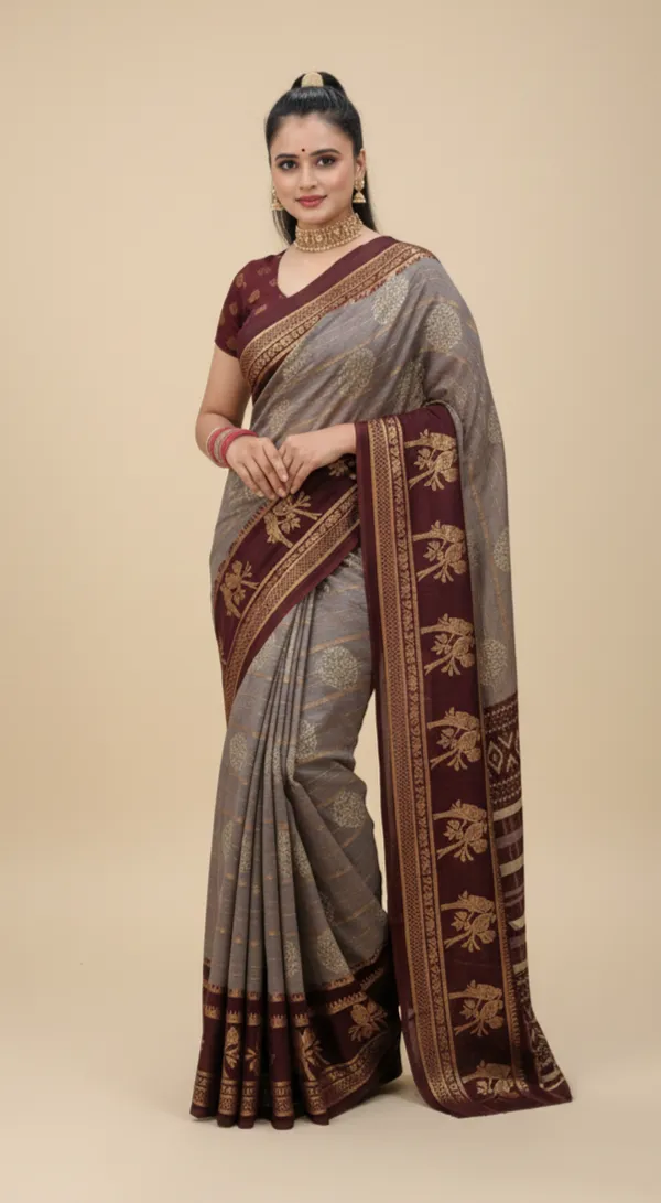 Brown_Printed_Bollywood_Georgette_Saree