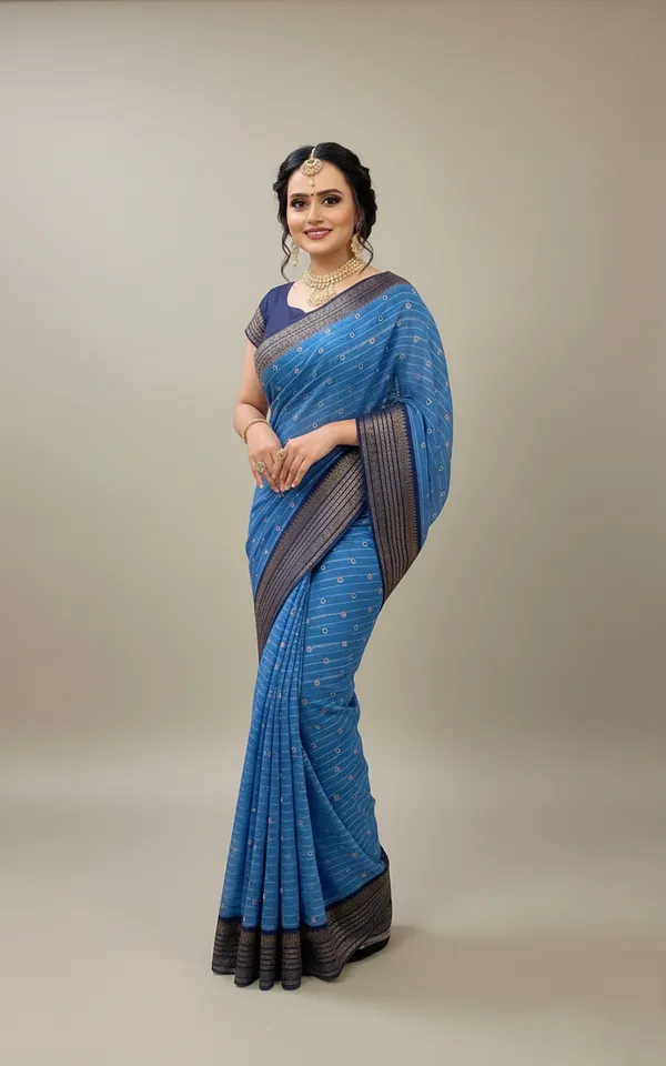 Darkblue_Woven,_Printed_Bandhani_Jacquard,_Silk_Blend_Saree